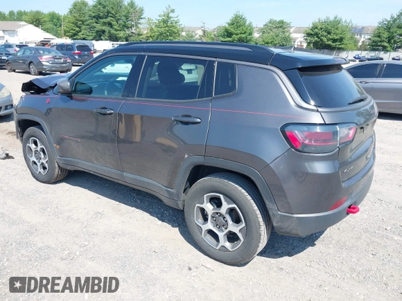 2022 Jeep Compass Trailhawk with VIN 3C4NJDDB9NT160748, listed as a IAAI auction lot 42589269 with 53,092 mi miles and . Bid and sale history available at DreamBid. Image 3.