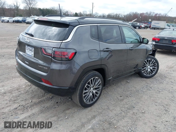 2022 Jeep Compass Limited с VIN 3C4NJDCB6NT143570, выставлен на аукционе IAAI как лот 41921627 с пробегом 26 124 миль миль и . История ставок и продаж доступна на DreamBid. Изображение 4.