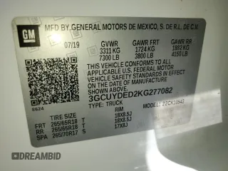2019 Chevrolet Silverado 1500 LT with VIN 3GCUYDED2KG277082, listed as a Copart auction lot 50106315 with 94,142 mi miles and Salvage Title. Bid and sale history available at carsss.com. Image 12.