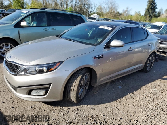 2015 Kia Optima SX Turbo with VIN 5XXGR4A64FG369434, listed as a Copart auction lot 53013555 with 119,398 mi miles and Salvage title. Bid and sale history available at DreamBid. Image 1.