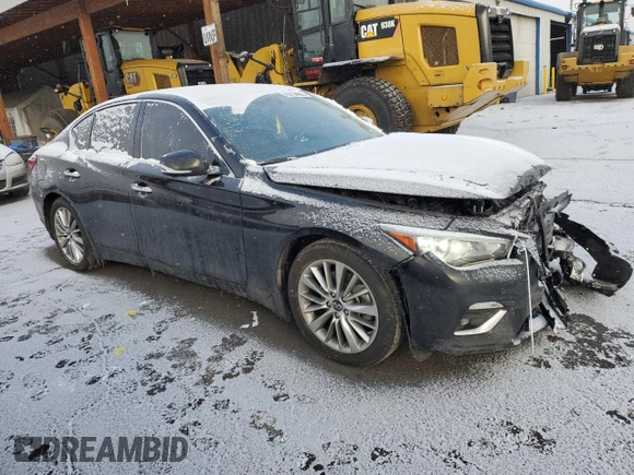 2023 Infiniti Q50 Luxe with VIN JN1EV7BR8PM541976, listed as a Copart auction lot 45134995 with 19,621 mi miles and Salvage title. Bid and sale history available at DreamBid. Image 4.
