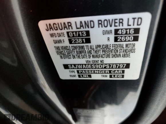 2013 Jaguar XF I4 RWD with VIN SAJWA0ES9DPS78797, listed as a Copart auction lot 42377585 with 129,987 mi miles and Salvage Title. Bid and sale history available at carsss.com. Image 14.