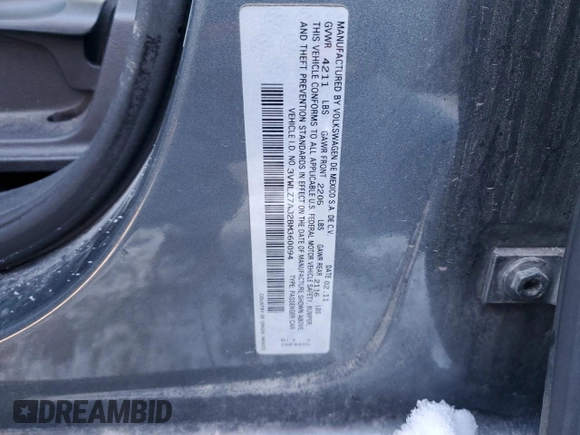 2011 Volkswagen Jetta SEL with VIN 3VWLZ7AJ2BM360094, listed as a Copart auction lot 87444734 with 140,417 mi miles and Salvage title. Bid and sale history available at DreamBid. Image 12.