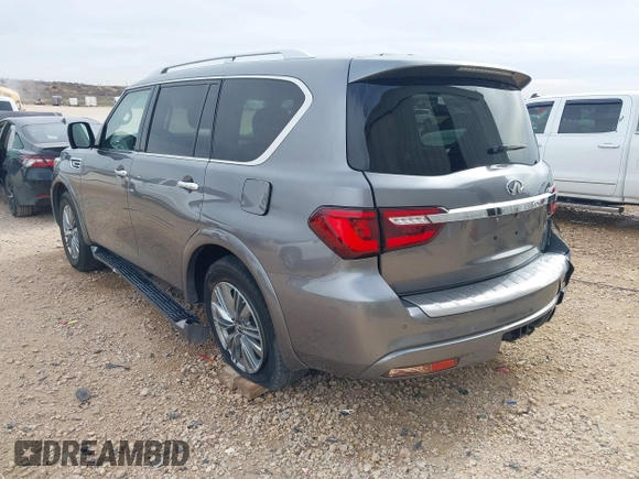 2021 Infiniti QX80 PREMIUM SELECT with VIN JN8AZ2AF9M9718838, listed as a IAAI auction lot 41797875 with 80,597 mi miles. Bid and sale history available at carsss.com. Image 3.