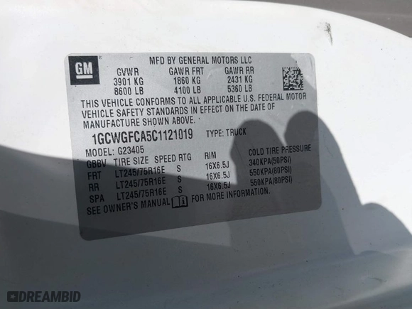 2012 Chevrolet Express Cargo Van with VIN 1GCWGFCA5C1121019, listed as a IAAI auction lot 41370794 with 308,489 mi miles. Bid and sale history available at carsss.com. Image 9.