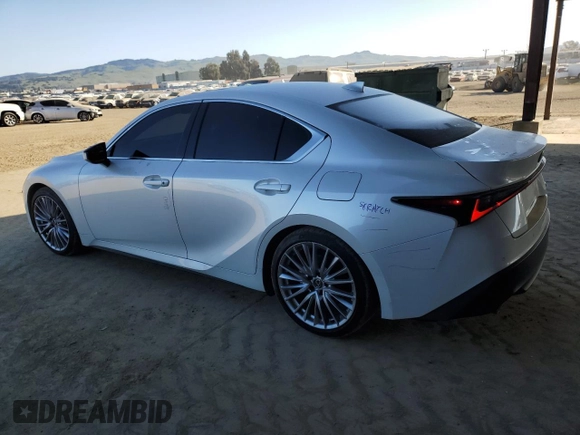 2023 Lexus IS with VIN JTHDA1D29P5126031, listed as a Copart auction lot 47622445 with 17,562 mi miles and Salvage Title. Bid and sale history available at carsss.com. Image 2.