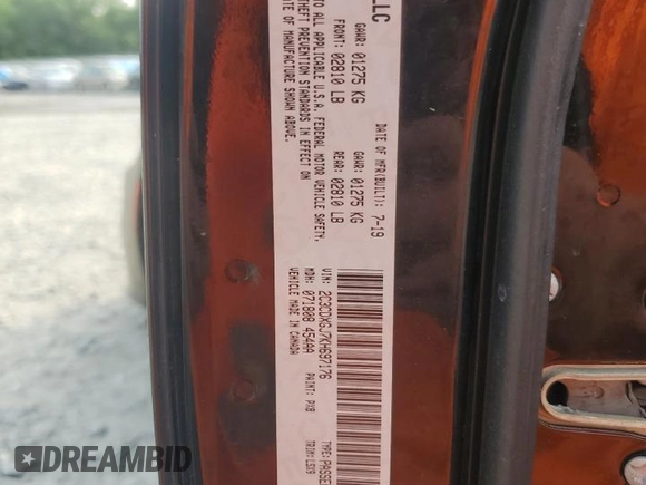 2019 Dodge Charger Scat Pack z VIN 2C3CDXGJ7KH697176, wystawiony jako Copart lot #53702845 z przebiegiem 76 988 mil mil oraz Szkoda całkowita • Salvage title. Historia ofert i sprzedaży dostępna na DreamBid. Obrazek 12.