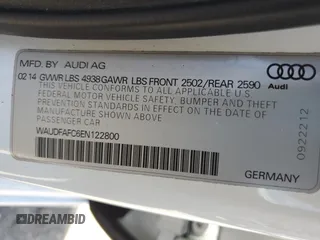 2014 Audi A6 Premium Plus with VIN WAUDFAFC6EN122800, listed as a Copart auction lot 57703495 with 176,272 mi miles and Clean title. Bid and sale history available at DreamBid. Image 12.