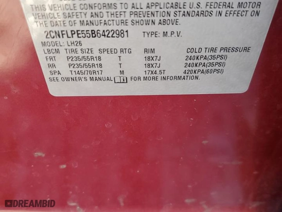 2011 Chevrolet Equinox LT w/2LT with VIN 2CNFLPE55B6422981, listed as a Copart auction lot 50316025 with 150,822 mi miles and Salvage Title. Bid and sale history available at carsss.com. Image 14.
