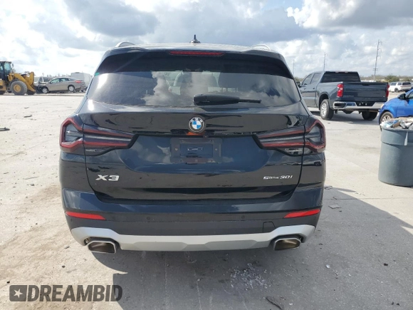 2024 BMW X3 sDrive30i with VIN 5UX43DP00R9U52981, listed as a Copart auction lot 45053885 with 29,463 mi miles and Clean Title. Bid and sale history available at DreamBid. Image 6.