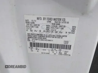 2012 Ford F-150 XL with VIN 1FTMF1CM0CKD38611, listed as a IAAI auction lot 41884475 with 117,524 mi miles. Bid and sale history available at carsss.com. Image 9.