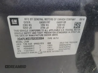 2016 GMC Terrain SLE with VIN 2GKFLNE37G6353584, listed as a Copart auction lot 44313935 with 60,725 mi miles and Salvage Title. Bid and sale history available at carsss.com. Image 15.