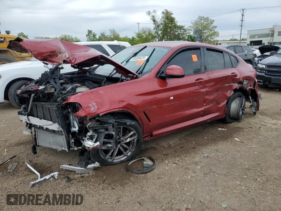 2021 BMW X4 xDrive30i with VIN 5UX2V1C00M9H09820, listed as a Copart auction lot 58489425 with Not provided miles and Non repairable. Bid and sale history available at DreamBid. Image 1.