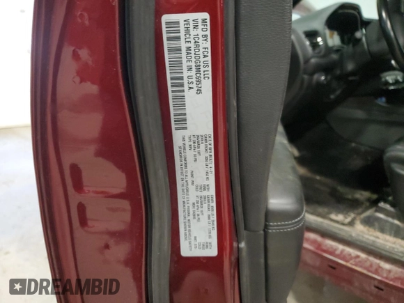 2021 Dodge Durango GT Plus with VIN 1C4RDJDG8MC695745, listed as a Copart auction lot 51138745 with 76,126 mi miles and Salvage title. Bid and sale history available at DreamBid. Image 14.
