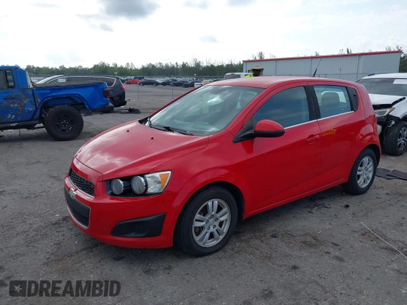 2013 Chevrolet Sonic LT with VIN 1G1JC6SHXD4172738, listed as a IAAI auction lot 41872916 with 105,829 mi miles. Bid and sale history available at carsss.com. Image 2.