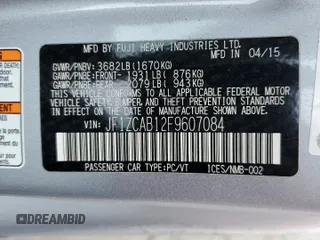 2015 Subaru BRZ Premium with VIN JF1ZCAB12F9607084, listed as a Copart auction lot 53743495 with 57,486 mi miles and Salvage title. Bid and sale history available at DreamBid. Image 12.