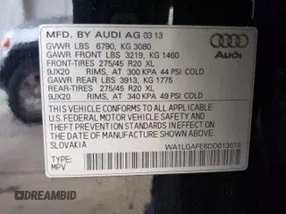 2013 Audi Q7 Premium Plus с VIN WA1LGAFE6DD013619, выставлен на аукционе Copart как лот 65182935 с пробегом 184 053 миль миль и Чистый • Clean title. История ставок и продаж доступна на DreamBid. Изображение 13.
