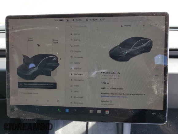 2024 Tesla Model 3 Long Range with VIN 5YJ3E1EB4RF793879, listed as a Copart auction lot 48727785 with 11,739 mi miles and Salvage Title. Bid and sale history available at DreamBid. Image 9.