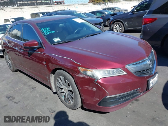 2016 Acura TLX with VIN 19UUB1F32GA000977, listed as a IAAI auction lot 41626510 with 124,916 mi miles. Bid and sale history available at carsss.com. Image 1.