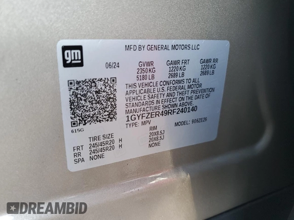 2024 Cadillac XT4 FWD Sport with VIN 1GYFZER49RF240140, listed as a Copart auction lot 78022704 with 401 mi miles and Salvage title. Bid and sale history available at DreamBid. Image 13.