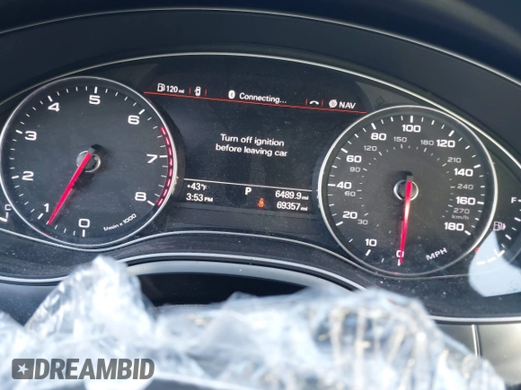 2015 Audi A6 3.0T Premium Plus with VIN WAUFGAFC9FN007079, listed as a IAAI auction lot 41496754 with 69,357 mi miles. Bid and sale history available at carsss.com. Image 15.