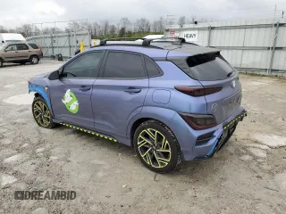 2022 Hyundai Kona N Line with VIN KM8K3CA33NU907847, listed as a Copart auction lot 80837034 with 34,788 mi miles and Salvage Title. Bid and sale history available at carsss.com. Image 2.