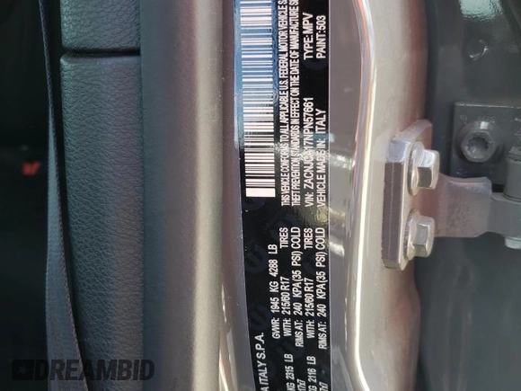 2022 Jeep Renegade Sport with VIN ZACNJCA17NPN57661, listed as a Copart auction lot 63536123 with 37,459 mi miles and . Bid and sale history available at DreamBid. Image 12.
