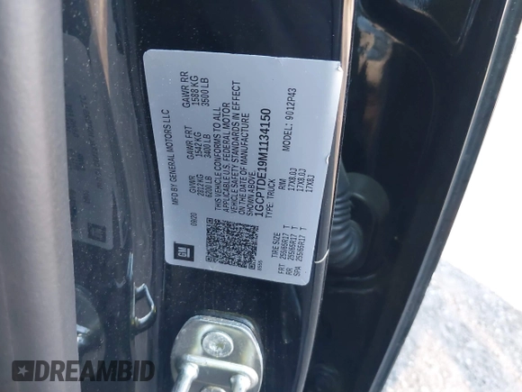 2021 Chevrolet Colorado 4WD Z71 с VIN 1GCPTDE19M1134150, выставлен на аукционе IAAI как лот 41018578 с пробегом Не указан миль и . История ставок и продаж доступна на DreamBid. Изображение 9.