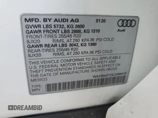 2020 Audi SQ5 Premium Plus with VIN WA1B4AFY3L2056419, listed as a Copart auction lot 55294295 with 51,490 mi miles and Salvage title. Bid and sale history available at DreamBid. Image 12.
