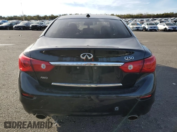 2014 Infiniti Q50 Premium with VIN JN1BV7ARXEM688219, listed as a Copart auction lot 41666885 with 143,813 mi miles and Salvage Title. Bid and sale history available at DreamBid. Image 6.