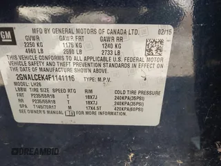 2015 Chevrolet Equinox LT with VIN 2GNALCEK4F1141116, listed as a IAAI auction lot 42043592 with 110,944 mi miles. Bid and sale history available at carsss.com. Image 9.