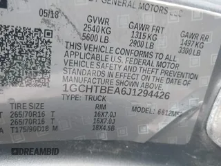2018 Chevrolet Colorado 4WD Work Truck with VIN 1GCHTBEA6J1294426, listed as a IAAI auction lot 41675635 with 76,899 mi miles and . Bid and sale history available at DreamBid. Image 9.