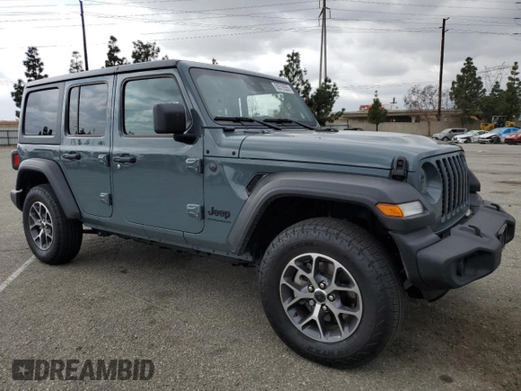 2024 Jeep Wrangler Sport S with VIN 1C4PJXDN4RW124924, listed as a Copart auction lot 50516555 with 7,747 mi miles and Salvage Title. Bid and sale history available at DreamBid. Image 4.