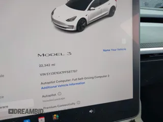 2023 Tesla Model 3 с VIN 5YJ3E1EA7PF587797, выставлен на аукционе IAAI как лот 42293954 с пробегом 22 342 миль миль и . История ставок и продаж доступна на DreamBid. Изображение 7.