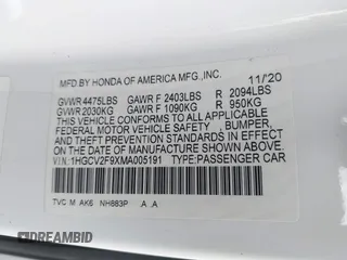 2021 Honda Accord Touring with VIN 1HGCV2F9XMA005191, listed as a IAAI auction lot 42088545 with 169,611 mi miles and . Bid and sale history available at DreamBid. Image 9.