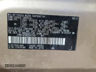 2012 Toyota RAV4 Limited with VIN JTMDF4DV8C5052481, listed as a Copart auction lot 53490155 with 161,903 mi miles and Salvage title. Bid and sale history available at DreamBid. Image 12.