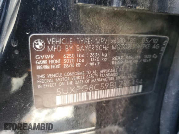 2011 BMW X6 50i with VIN 5UXFG8C59BLZ95454, listed as a Copart auction lot 86501054 with 93,871 mi miles and Clean Title. Bid and sale history available at carsss.com. Image 13.