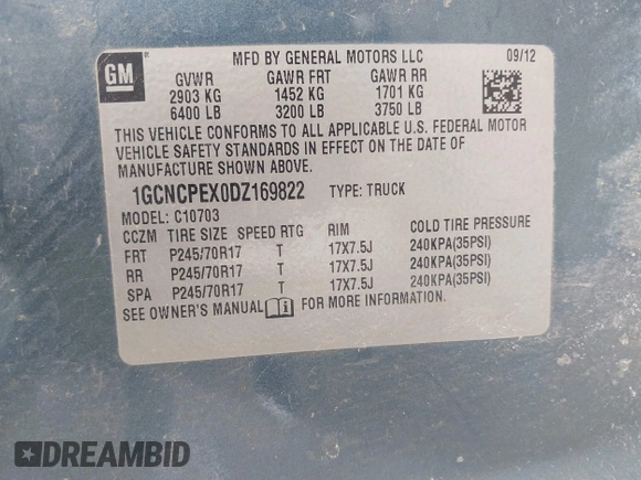2013 Chevrolet Silverado 1500 Work Truck with VIN 1GCNCPEX0DZ169822, listed as a IAAI auction lot 41817944 with 245,451 mi miles and . Bid and sale history available at DreamBid. Image 9.