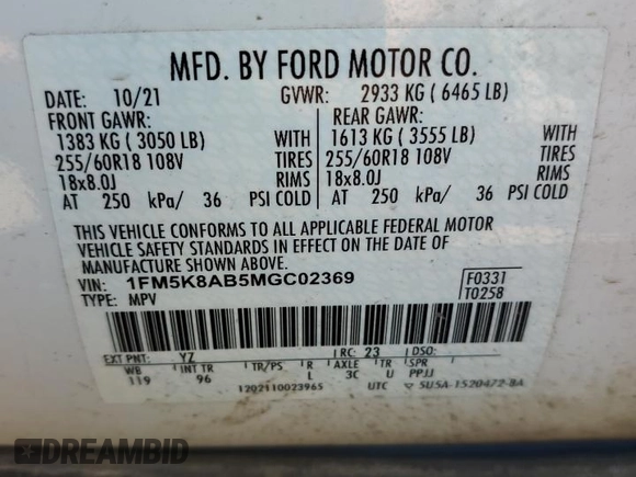 2021 Ford Police Interceptor Utility z VIN 1FM5K8AB5MGC02369, wystawiony jako Copart lot #76667864 z przebiegiem 36 173 mil mil oraz Szkoda całkowita • Salvage title. Historia ofert i sprzedaży dostępna na DreamBid. Obrazek 13.