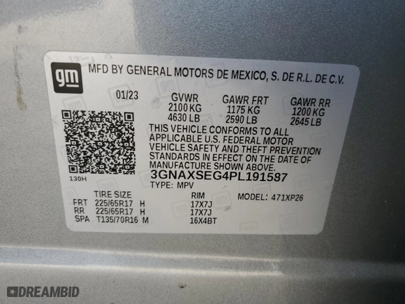 2023 Chevrolet Equinox LS with VIN 3GNAXSEG4PL191587, listed as a Copart auction lot 77676964 with 31,194 mi miles and Salvage Title. Bid and sale history available at carsss.com. Image 14.