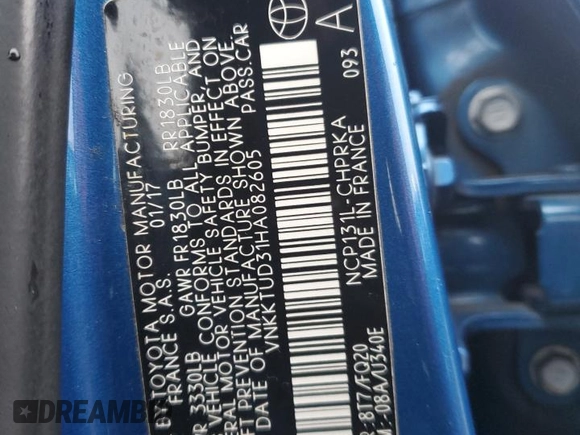 2017 Toyota Yaris L с VIN VNKKTUD31HA082605, выставлен на аукционе Copart как лот 85948364 с пробегом 114 817 миль миль и Списание • Salvage title. История ставок и продаж доступна на DreamBid. Изображение 15.