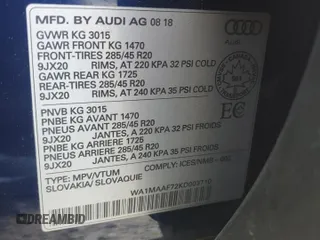 2019 Audi Q7 z VIN WA1MAAF72KD003710, wystawiony jako Copart lot #60320735 z przebiegiem 64 269 mil mil oraz Szkoda całkowita • Salvage title. Historia ofert i sprzedaży dostępna na DreamBid. Obrazek 14.