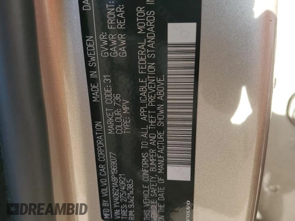 2023 Volvo XC90 with VIN YV40621A8P1969077, listed as a Copart auction lot 46645195 with Not Provided miles and Salvage Title. Bid and sale history available at DreamBid. Image 13.