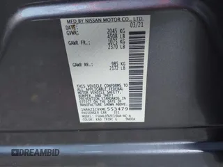 2021 Nissan LEAF SV with VIN 1N4AZ1CVXMC553479, listed as a IAAI auction lot 41452391 with 42,820 mi miles and . Bid and sale history available at DreamBid. Image 9.