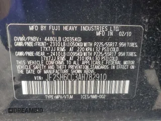 2010 Subaru Forester X Premium with VIN JF2SH6CC3AH782910, listed as a Copart auction lot 64553205 with 220,164 mi miles and Clean title. Bid and sale history available at DreamBid. Image 13.