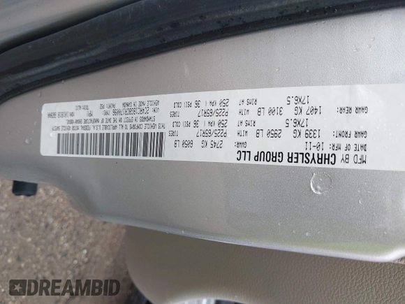 2012 Chrysler Town & Country Touring with VIN 2C4RC1BG8CR170096, listed as a IAAI auction lot 42084407 with 96,296 mi miles. Bid and sale history available at carsss.com. Image 9.