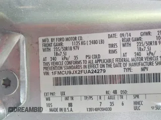2015 Ford Escape Titanium with VIN 1FMCU9JX2FUA24279, listed as a IAAI auction lot 41930868 with 254,997 mi miles. Bid and sale history available at carsss.com. Image 9.