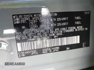 2022 Toyota RAV4 Hybrid XLE with VIN JTMRWRFV9NJ054668, listed as a IAAI auction lot 42606261 with 61,794 mi miles and . Bid and sale history available at DreamBid. Image 9.