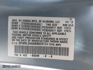 2011 Honda Odyssey EX-L with VIN 5FNRL5H68BB029724, listed as a IAAI auction lot 41854698 with 171,600 mi miles. Bid and sale history available at carsss.com. Image 9.