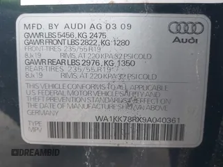 2009 Audi Q5 Premium Plus z VIN WA1KK78RX9A040361, wystawiony jako IAAI lot #41864443 z przebiegiem 81 290 mil mil oraz . Historia ofert i sprzedaży dostępna na DreamBid. Obrazek 9.